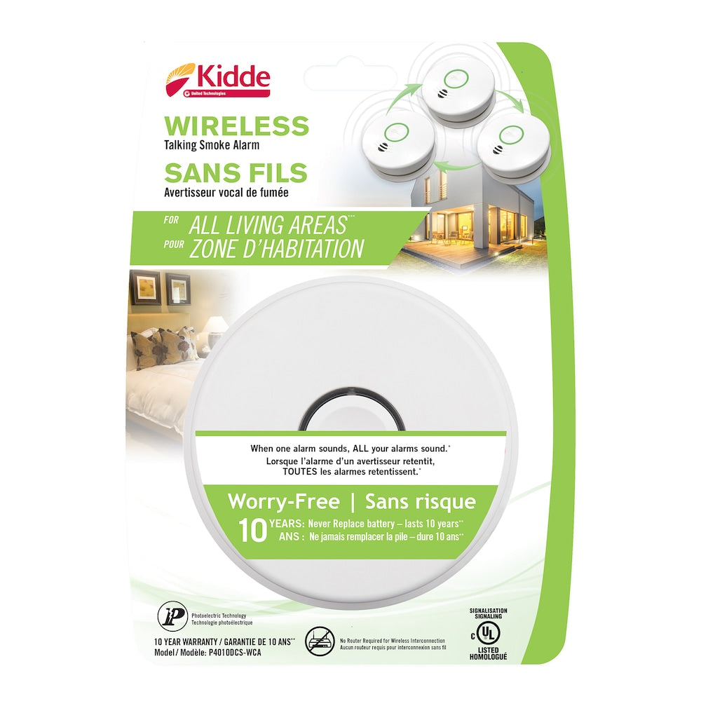 Wireless Battery Operated Smoke Alarm with Voice Alert