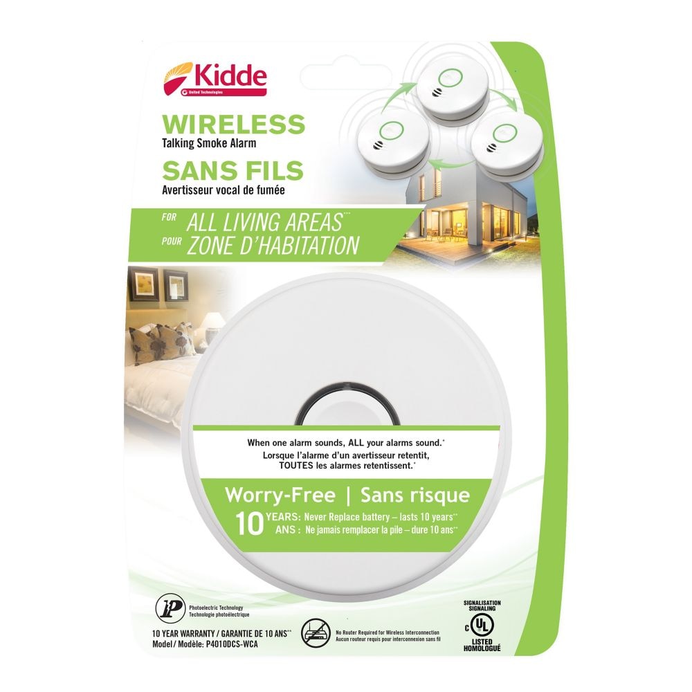 Wireless Battery Operated Smoke Alarm with Voice Alert