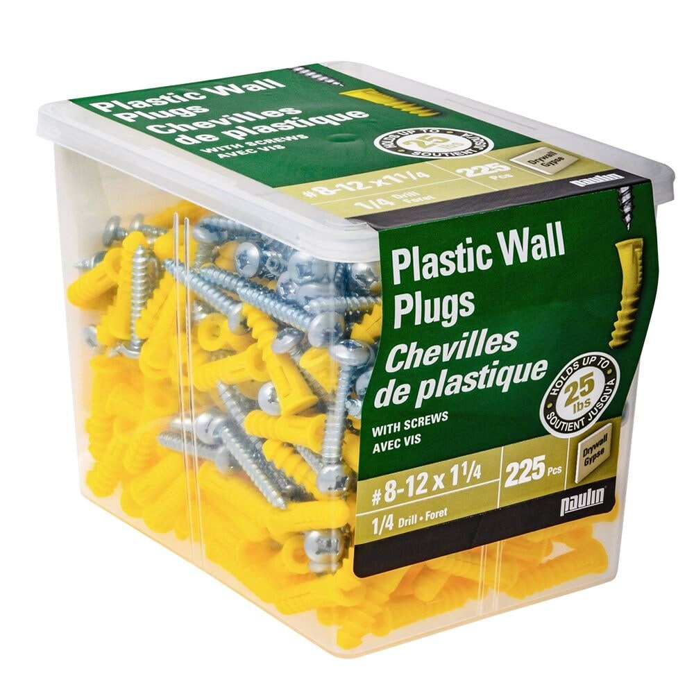 #812 x 1-1/4-in Plastic Anchors with Screws, 225pcs
