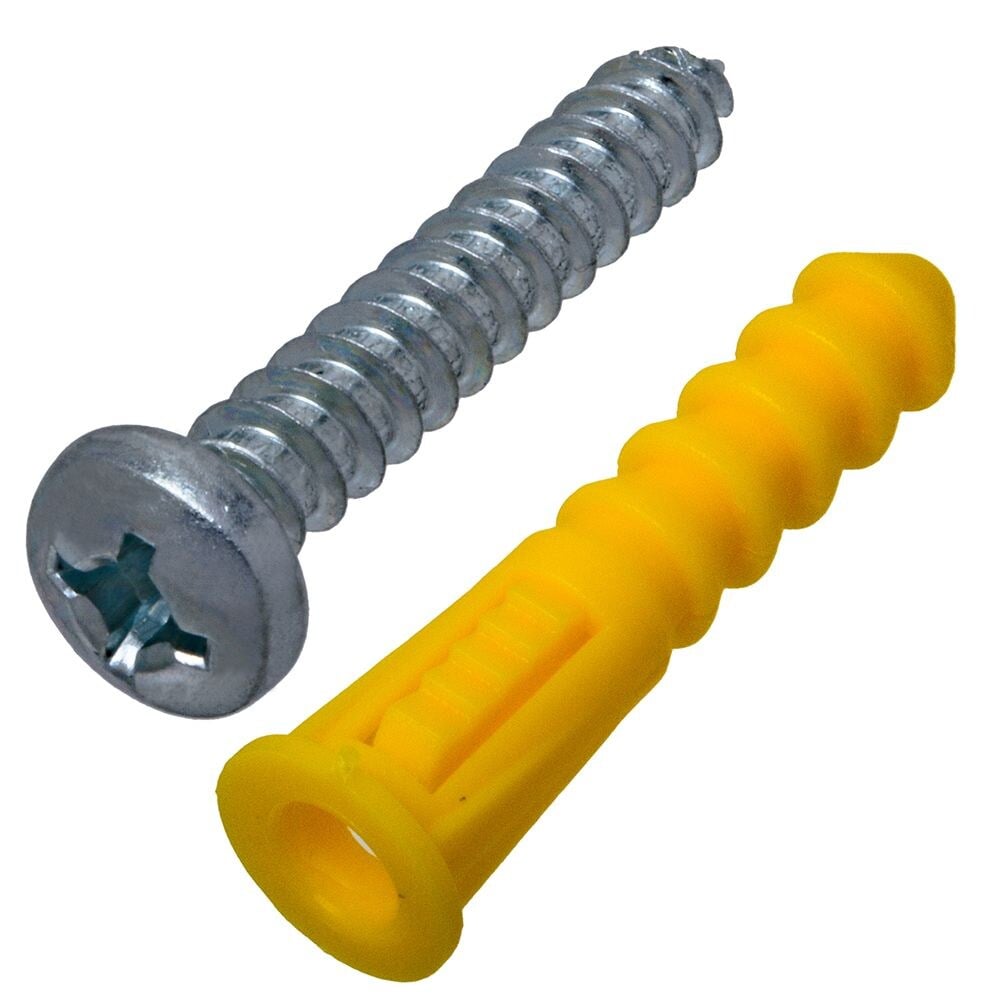 #12-14 x 1-1/2-in Plastic Anchors with Screws, 100pcs