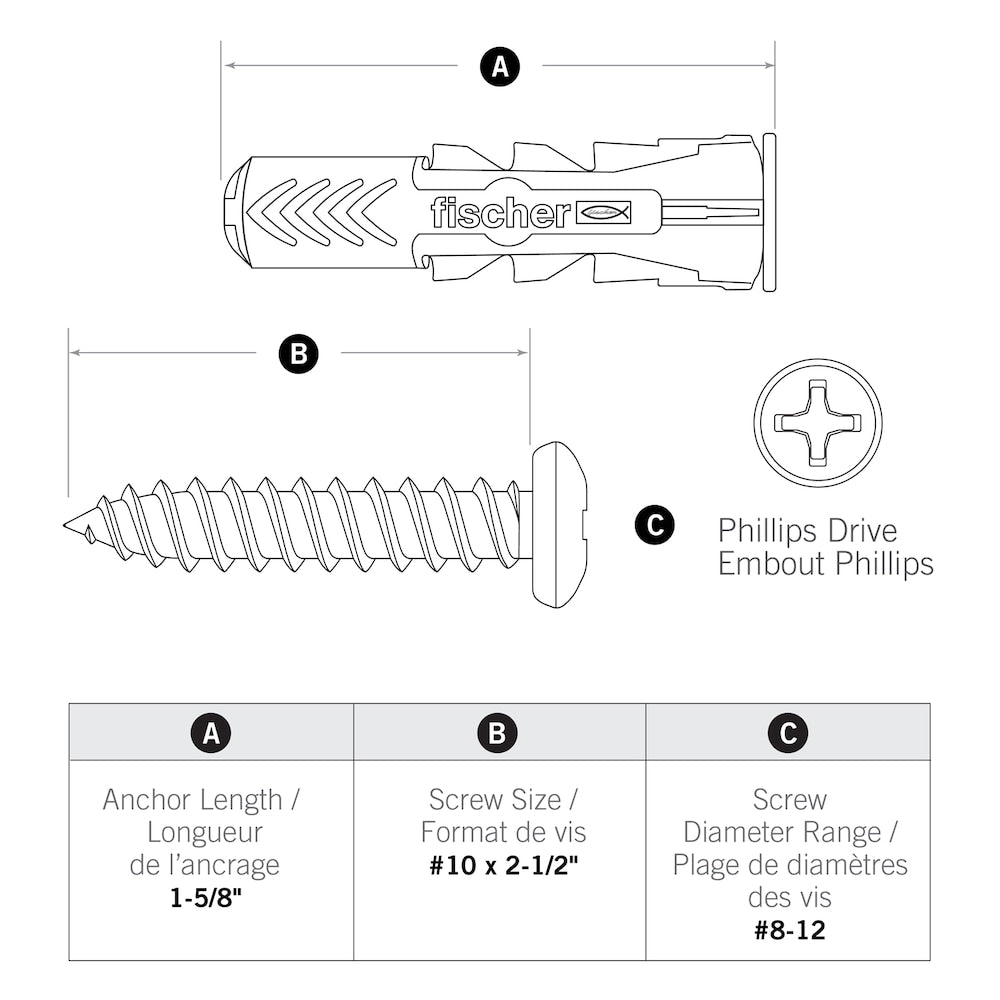 #8-12 DuoPower(TM) Contractor Strength Anchor - 12pcs