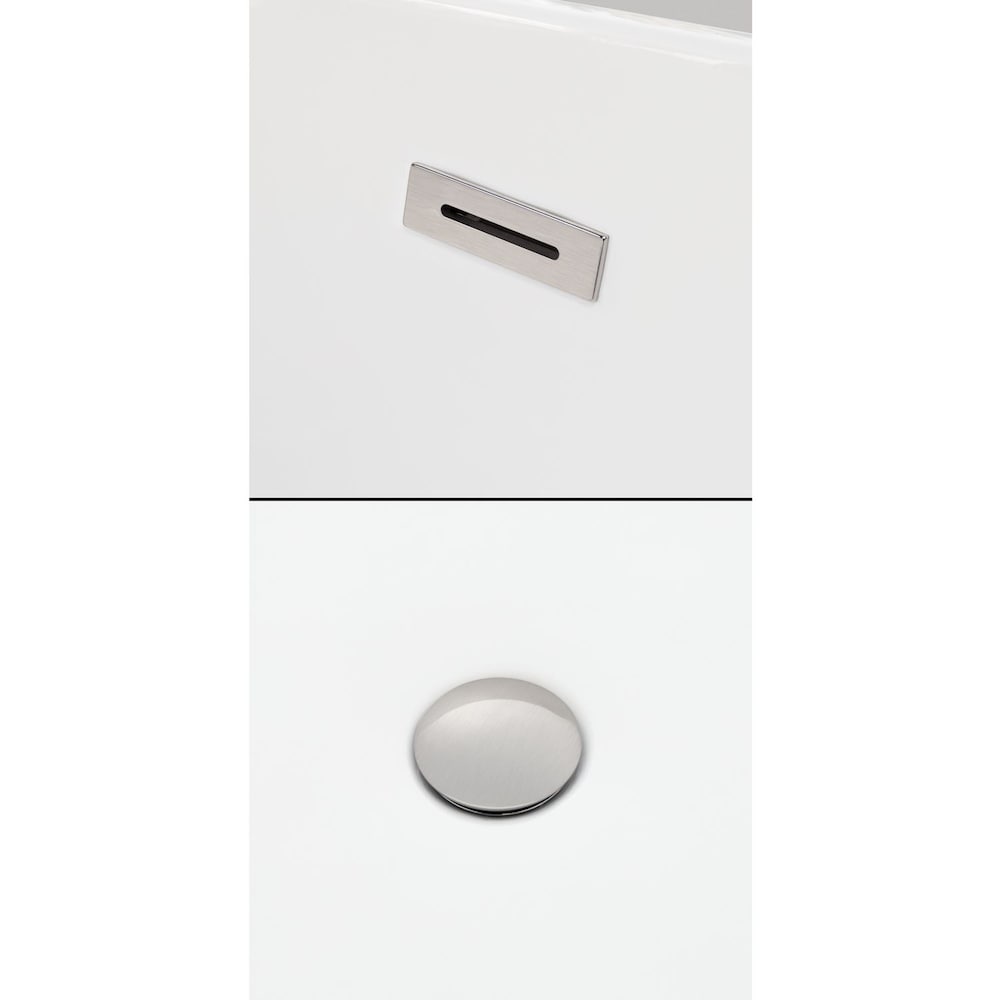 Tiffany 67 inch Freestanding Bathtub in White with Brushed Nickel Drain and Overflow Trim