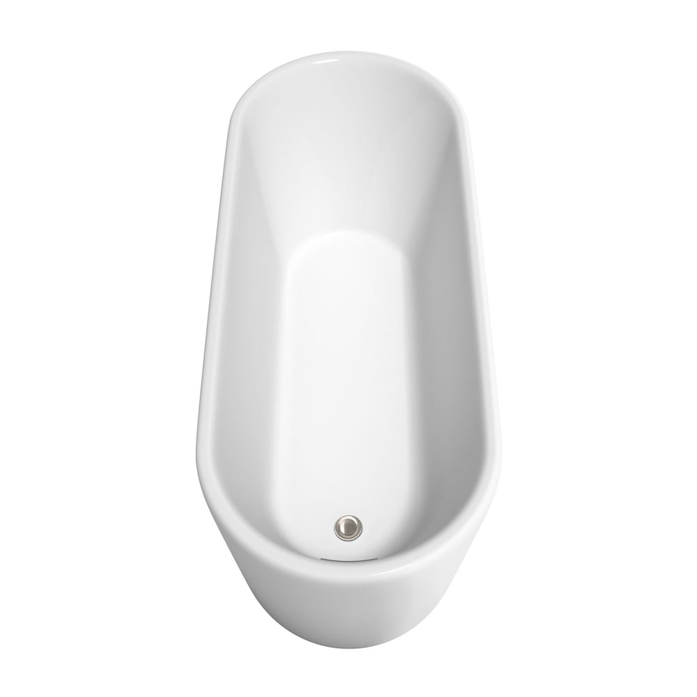 Baignoire autoportante Ursula de 67 pouces en blanc avec drain et garniture de trop-plein en nickel brossé