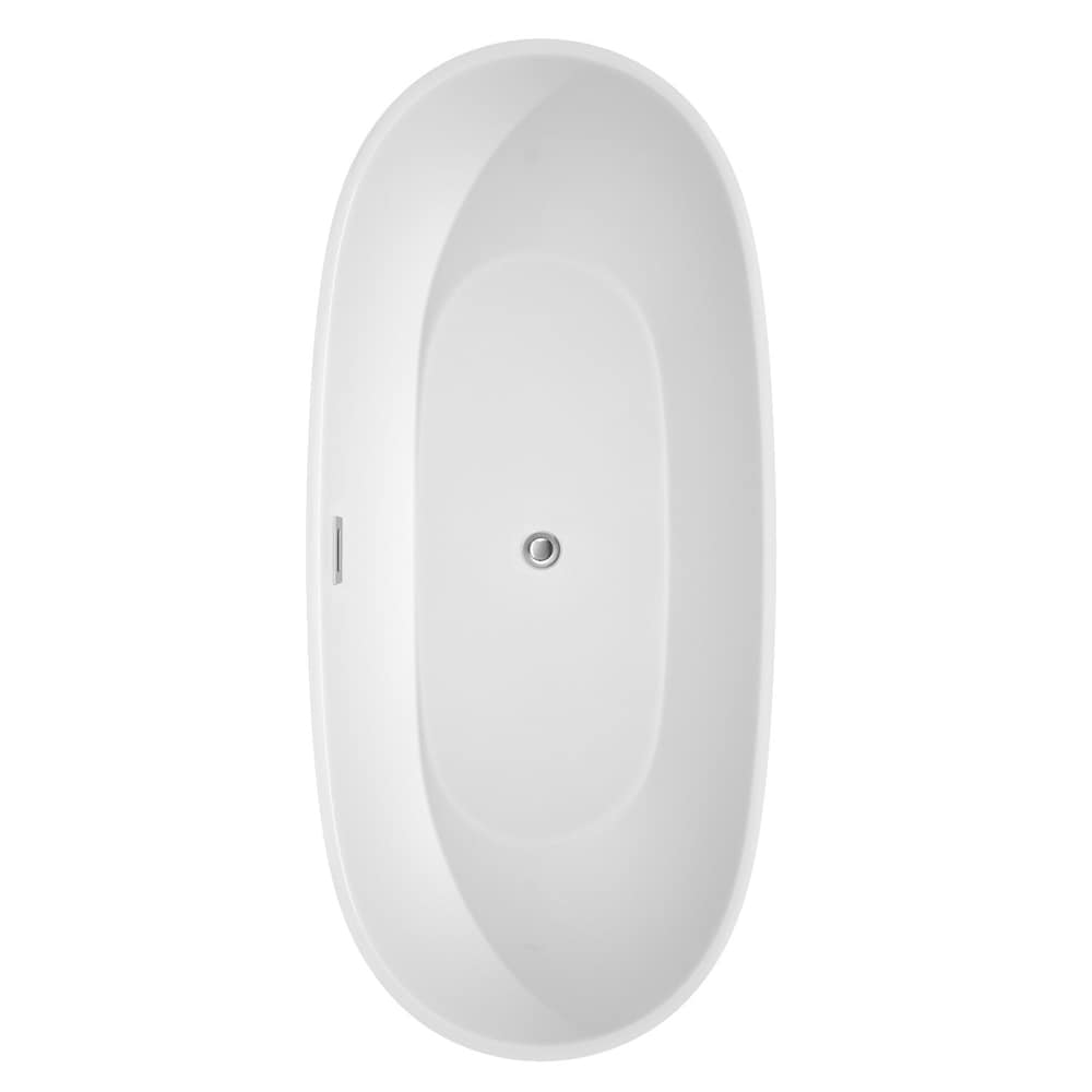 Juno 71 inch Freestanding Bathtub in White with Polished Chrome Drain and Overflow Trim