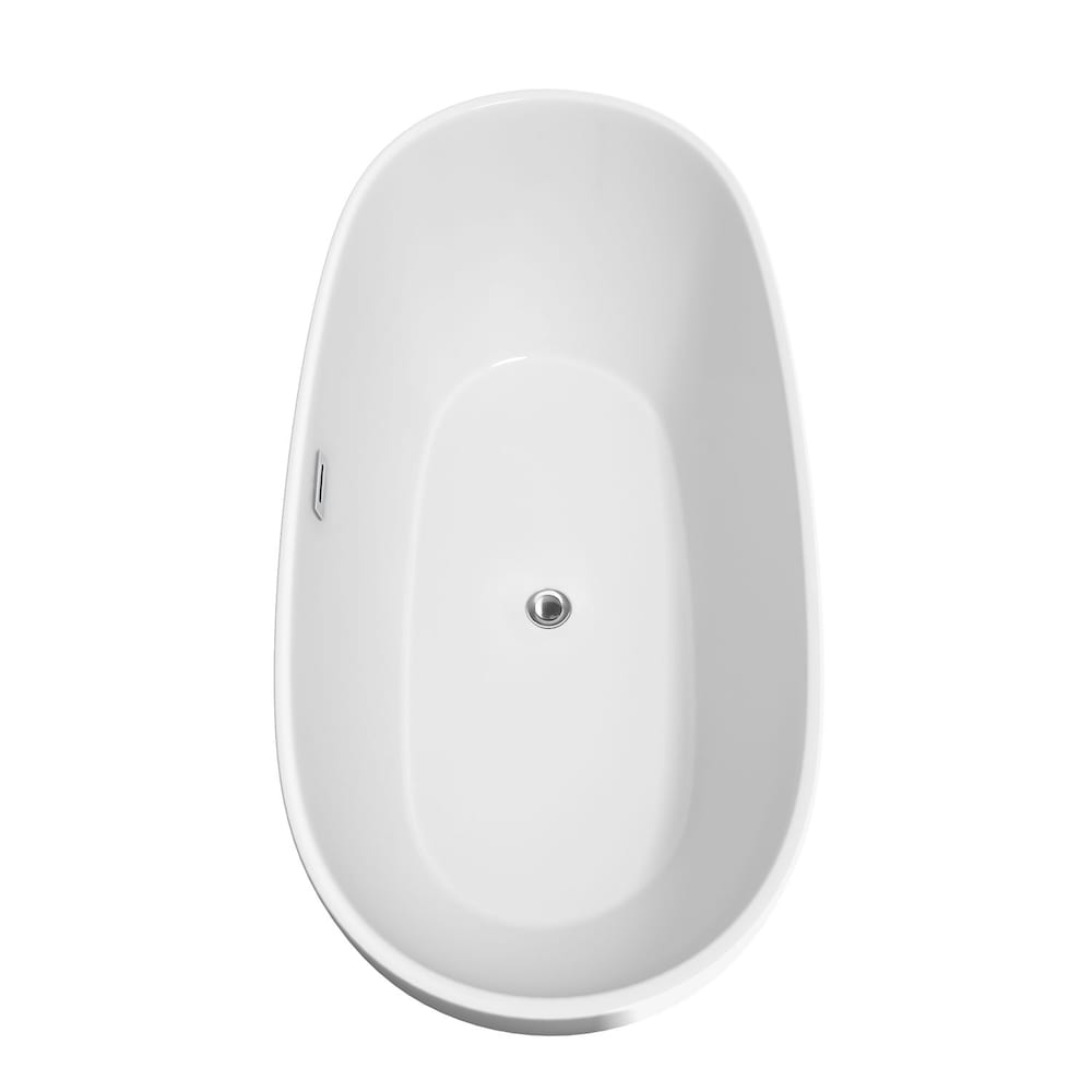 Juno 71 inch Freestanding Bathtub in White with Polished Chrome Drain and Overflow Trim