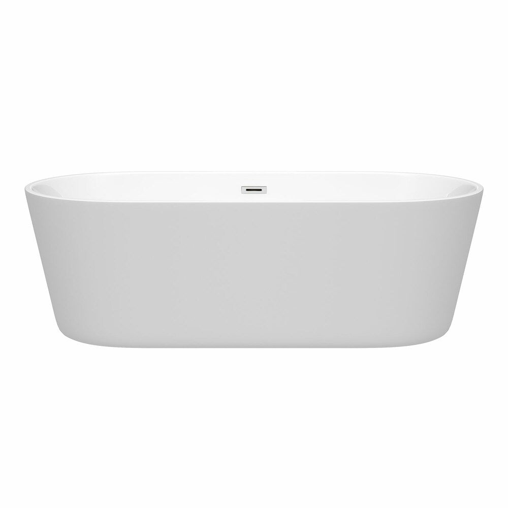 Carissa 71 inch Freestanding Bathtub in White with Polished Chrome Drain and Overflow Trim