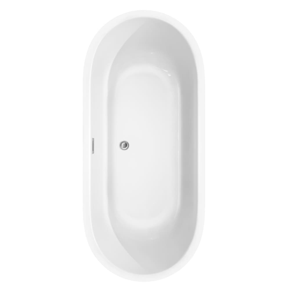 Juliette 71 inch Freestanding Bathtub in White with Polished Chrome Drain and Overflow Trim
