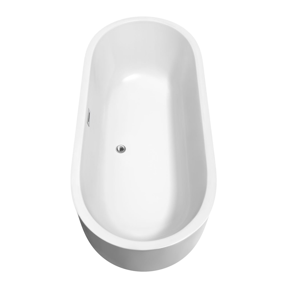 Juliette 71 inch Freestanding Bathtub in White with Polished Chrome Drain and Overflow Trim