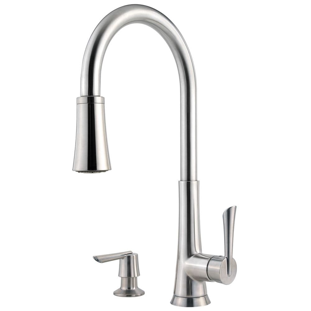 Mystique 1-Handle Stainless Steel Pull Out/Pull Down Kitchen Faucet/Kitchen Sink Faucet/Tap with Soap Dispenser