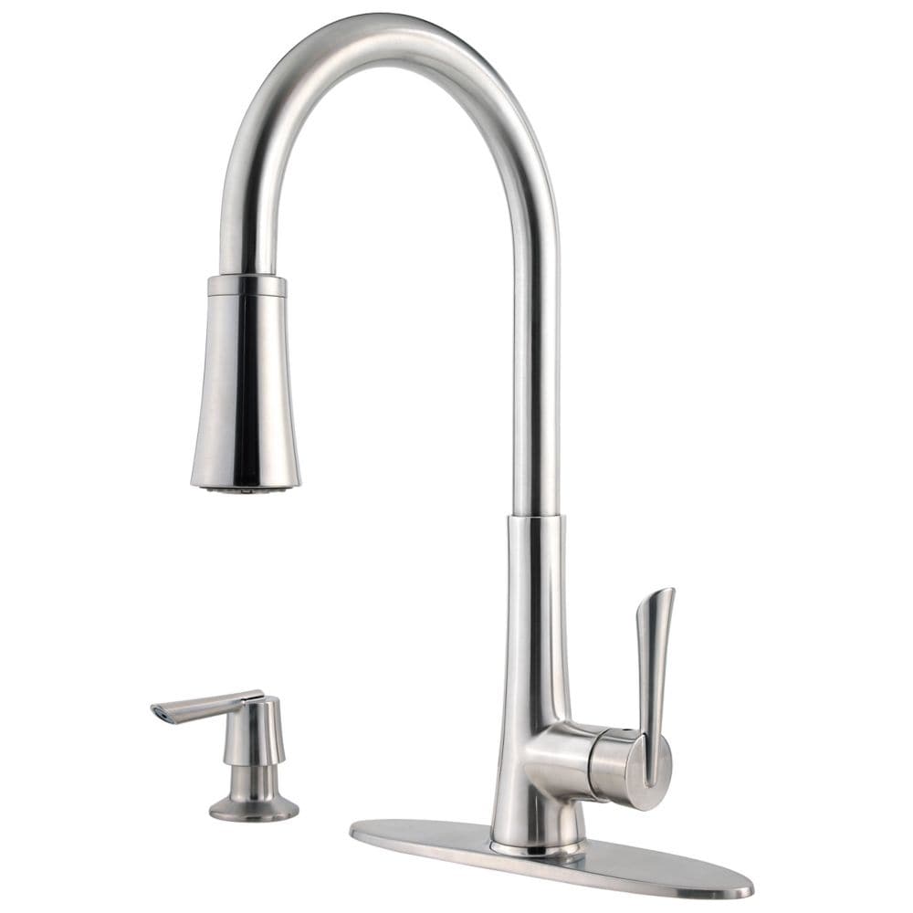 Mystique 1-Handle Stainless Steel Pull Out/Pull Down Kitchen Faucet/Kitchen Sink Faucet/Tap with Soap Dispenser