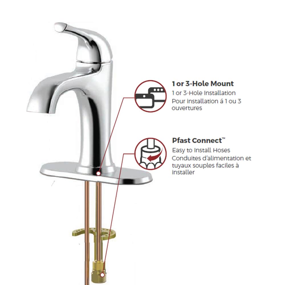 Ladera Single Handle 1 or 3 Hole Polished Chrome Bathroom Sink Faucet/Tap