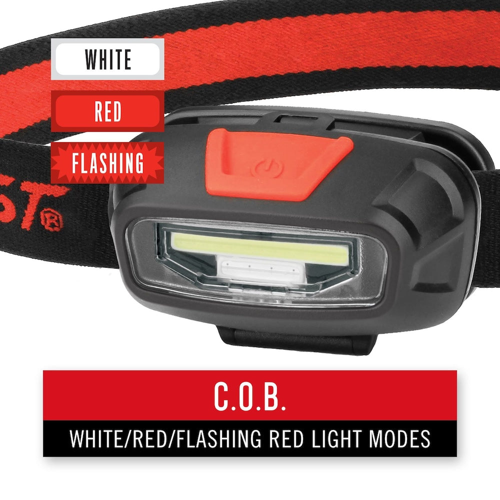 FL13 250 Lumen Dual Colour (White & Red) LED Headlamp, Batteries & Hard Hat Clips Included, Grey