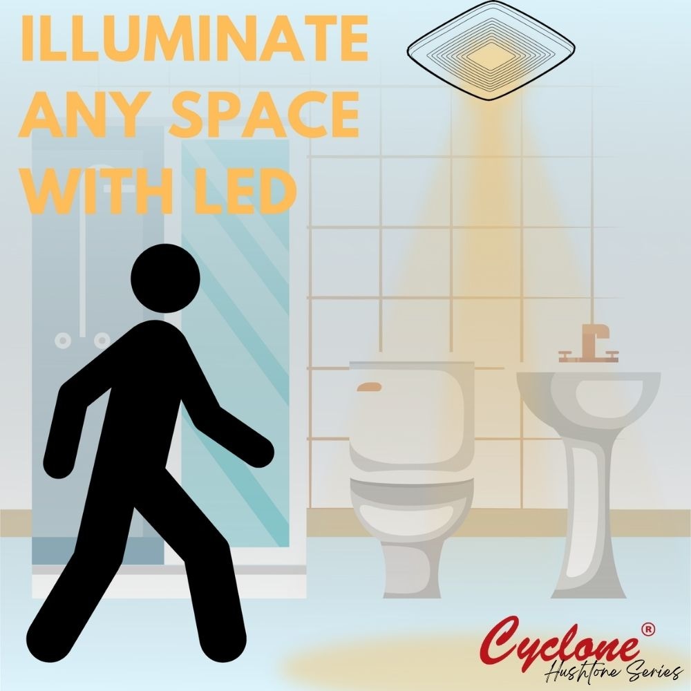 Cyclone Cyclone HushTone, 80 CFM, 0.4 sones Quiet Bathroom Fan, (for rooms <75 sq. ft.) with Humidity Sensor and LED light, ENERGY STAR CERTIFIED