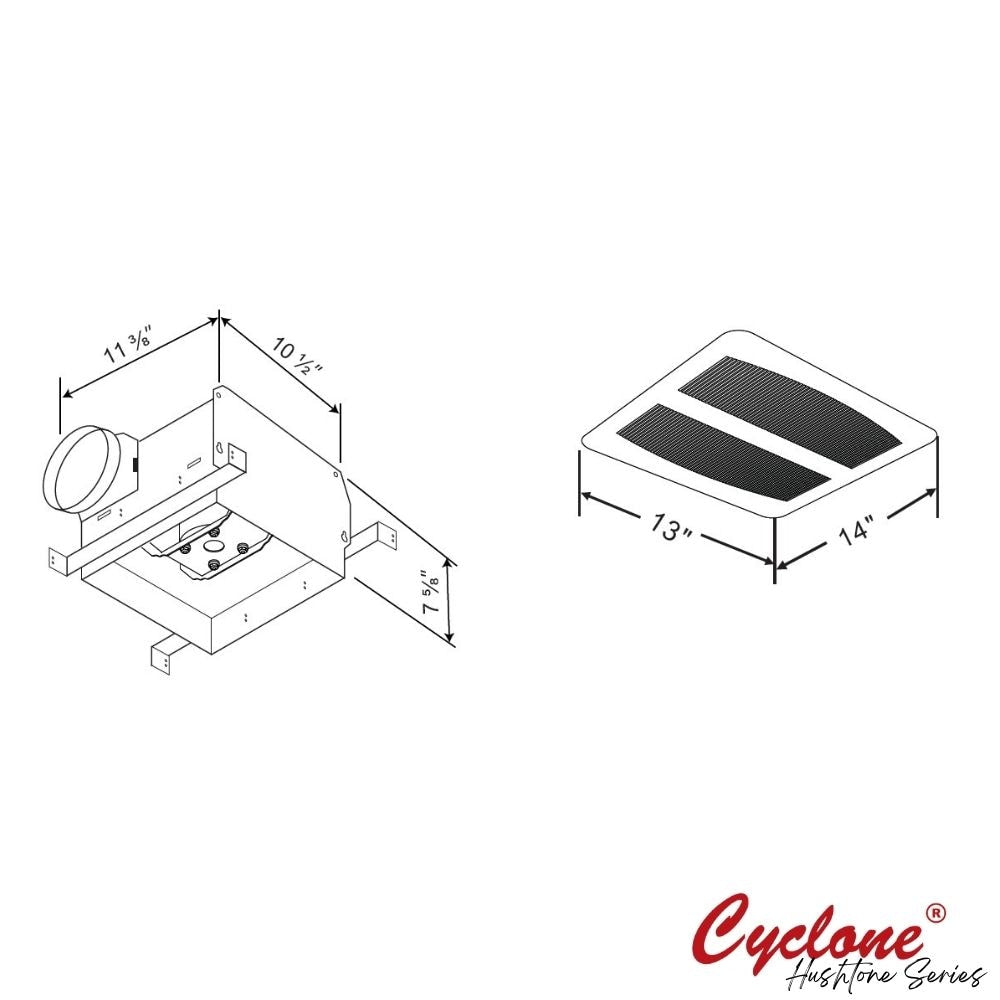 Cyclone Cyclone HushTone 150CFM, Quiet Bathroom Fan, 0.5 sones, with Humidity Sensor, Energy Star Certified