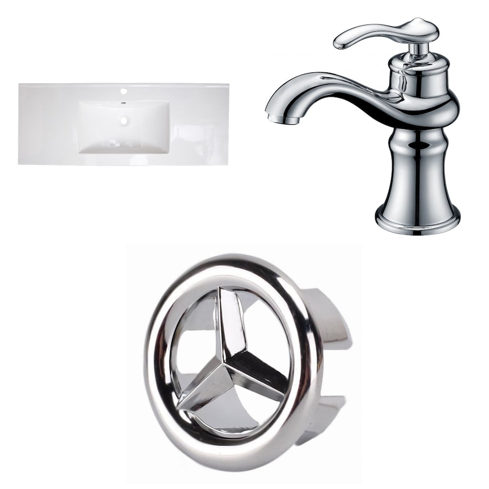 48- inch W 1 Hole Ceramic Top Set In White Color - CUPC Faucet Incl.