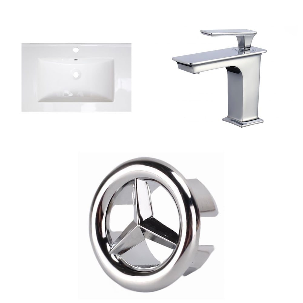 21- inch W 1 Hole Ceramic Top Set In White Color - CUPC Faucet Incl.