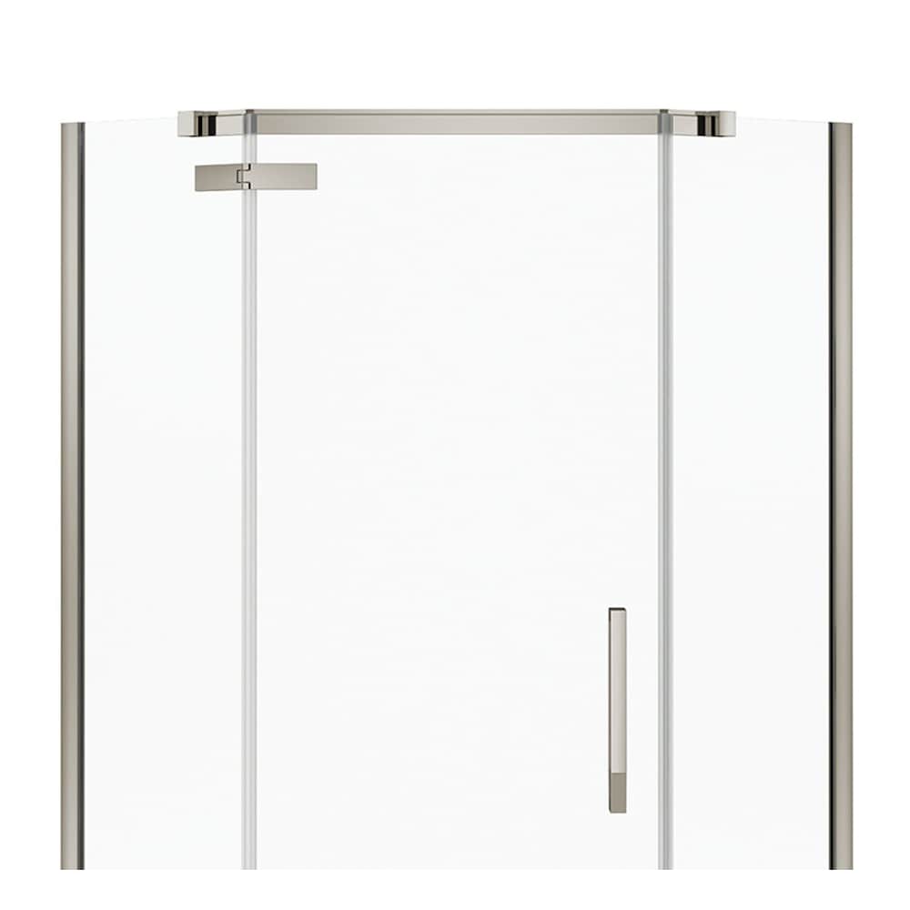Davana 40 in. L x 40 in. W x 78.75 in. H Neo-Angle Corner Shower Kit Enclosure with Centre Drain Acrylic Base & Brushed Nickel Pivot Door (No Shower Wall)