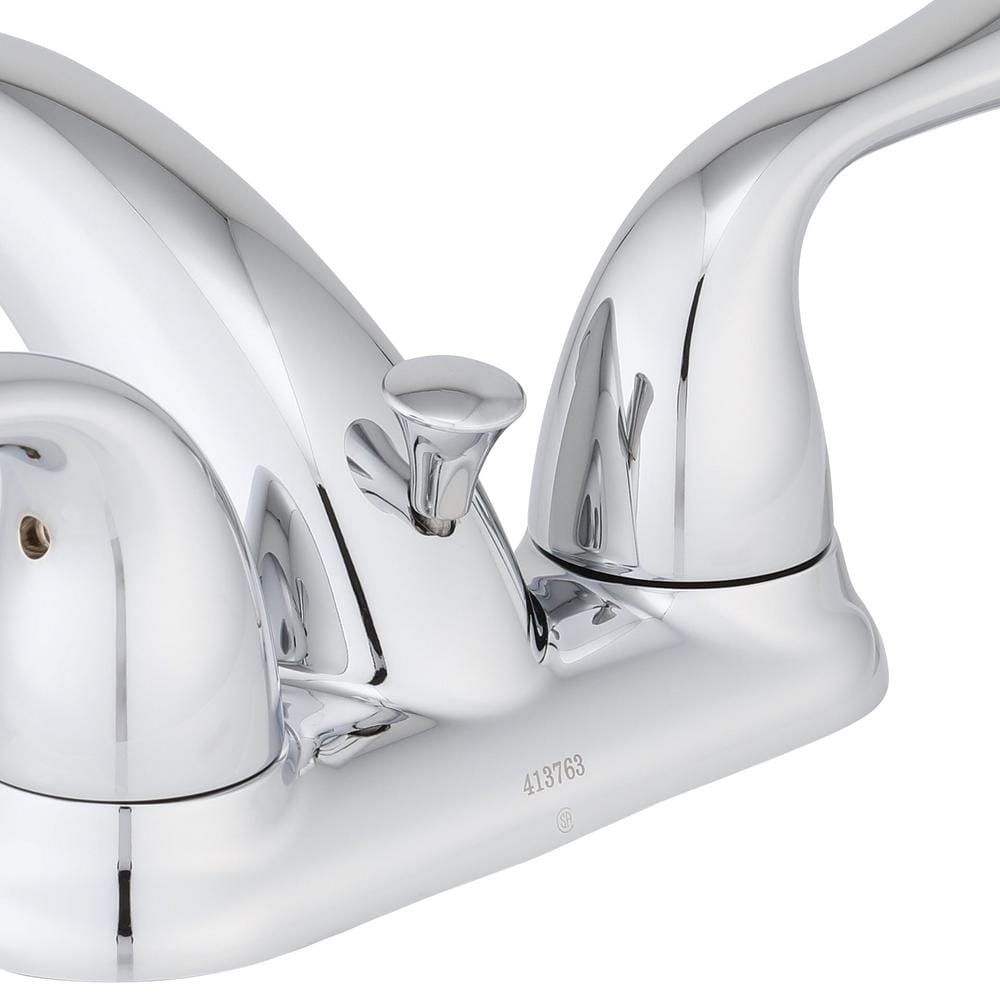 Robinet de salle de bain classique à deux poignées et levier central de 4 pouces à arc moyen en chrome