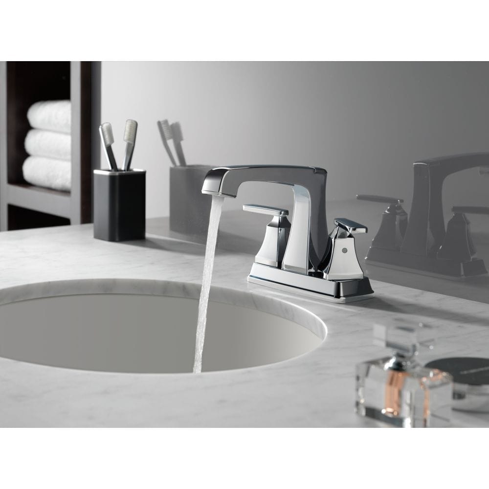 Ashlyn Two Handle Lever Mid Arc Centerset Bathroom Sink Faucet Deck Mount Standard Flow Chrome