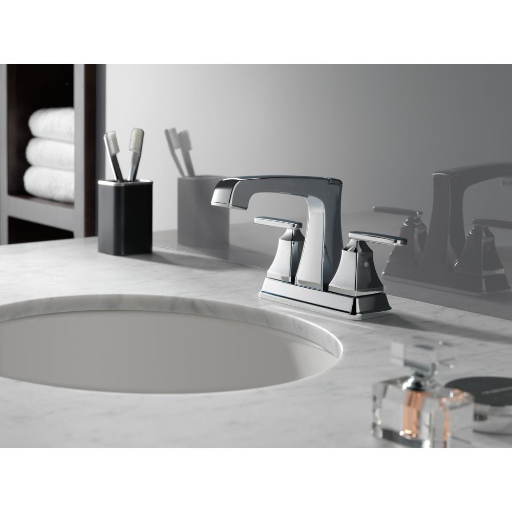 Ashlyn Two Handle Lever Mid Arc Centerset Bathroom Sink Faucet Deck Mount Standard Flow Chrome
