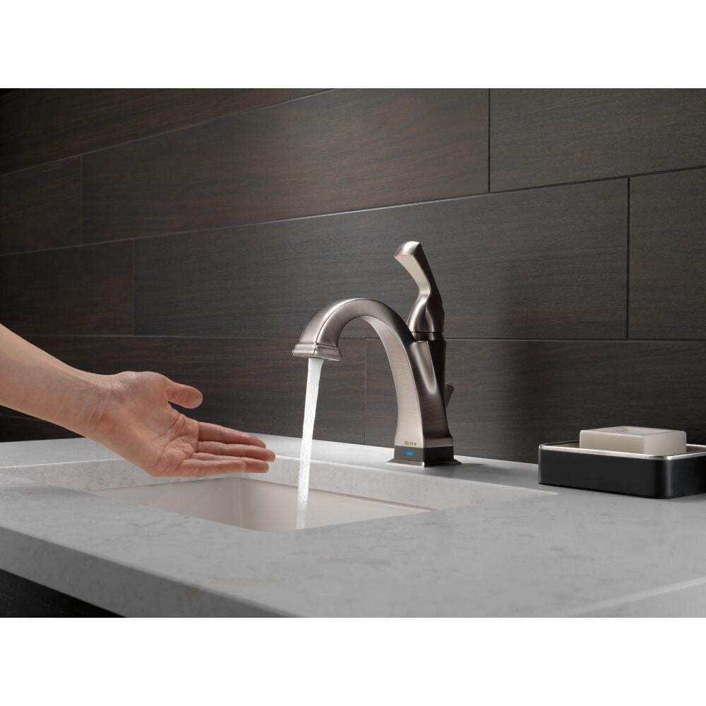 Robinet de lavabo de salle de bain à 1 poignée et trou unique Dryden, montage sur pont, débit standard, acier inoxydable