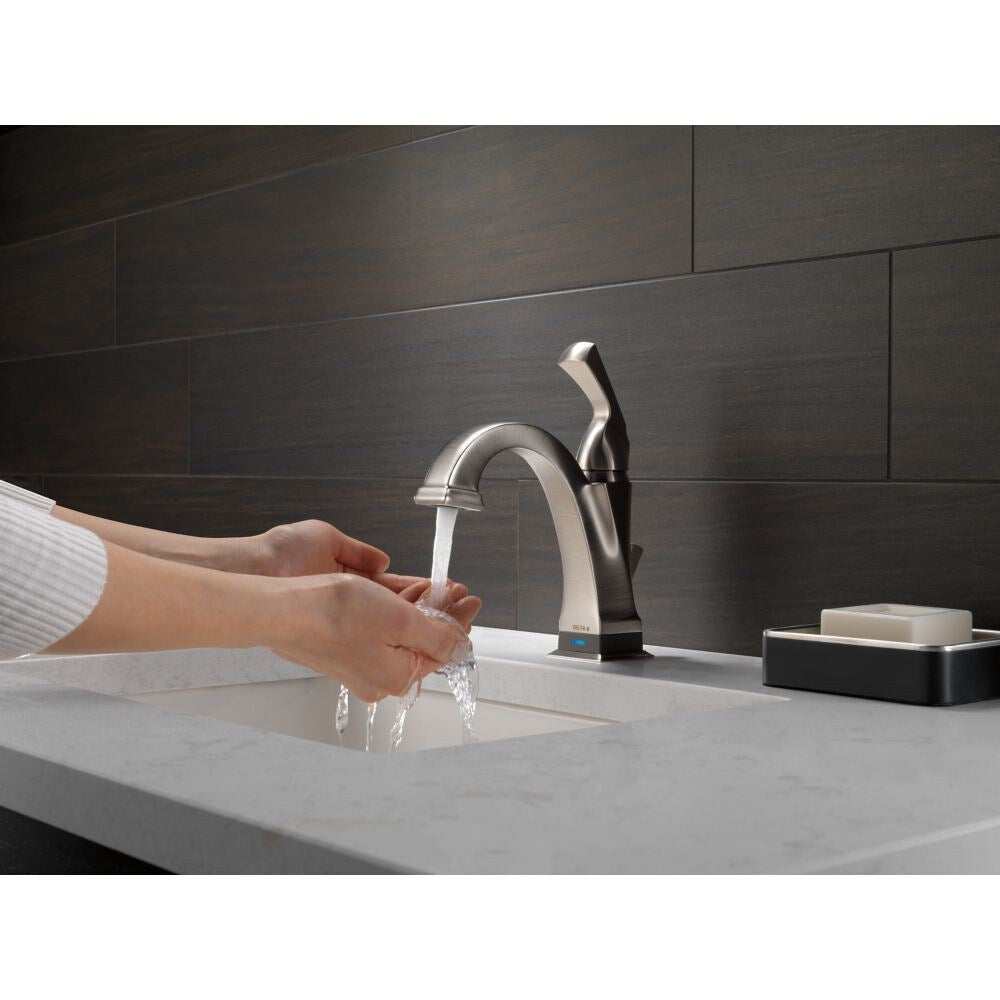 Robinet de lavabo de salle de bain à 1 poignée et trou unique Dryden, montage sur pont, débit standard, acier inoxydable