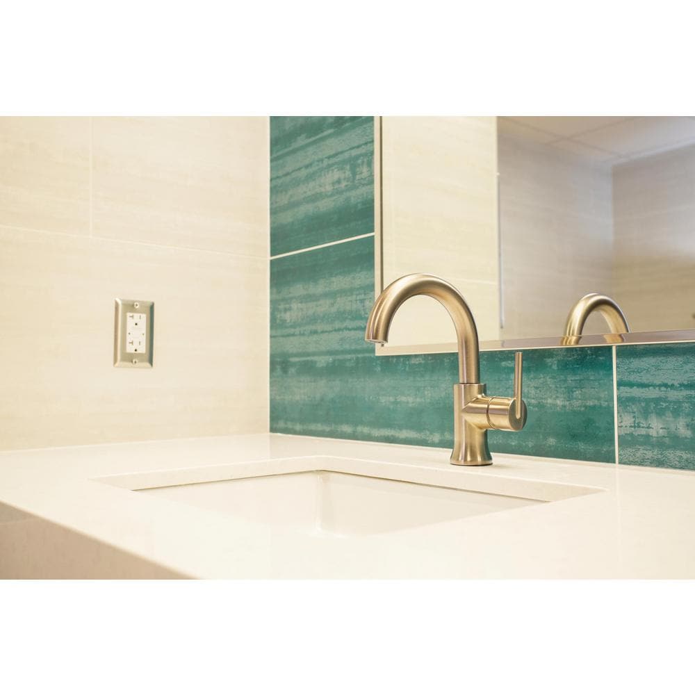 Trinsic Single Hole Single Handle Lever High Arc Bathroom Sink Faucet Deck Mount Standard Flow Gold