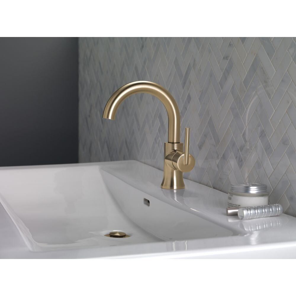 Trinsic Single Hole Single Handle Lever High Arc Bathroom Sink Faucet Deck Mount Standard Flow Gold