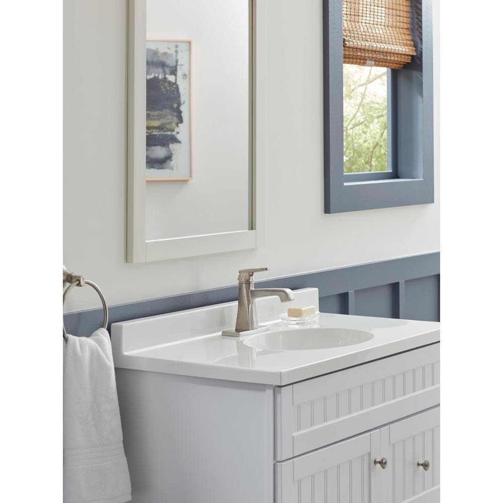 Ashlyn Single Hole Single Handle Centerset Bathroom Sink Faucet Standard Flow Deck Mount in Stainless Steel