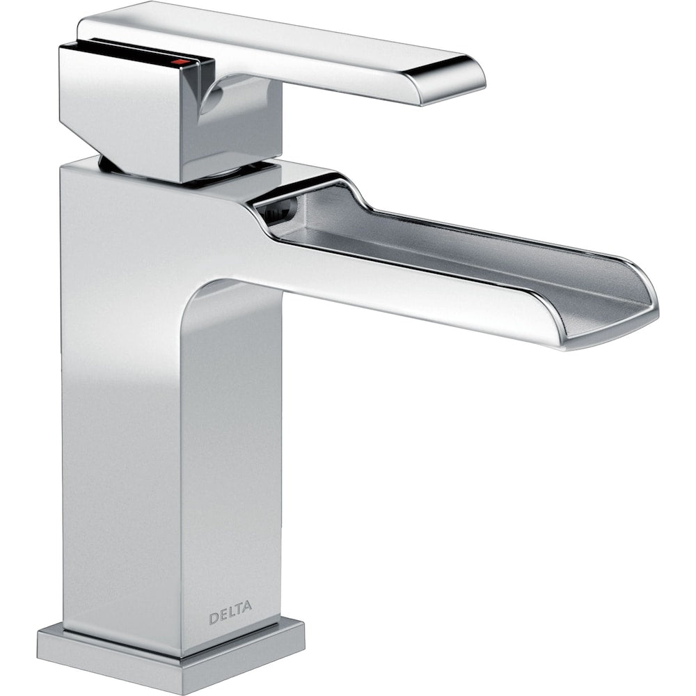 Ara Single Hole Single Handle Channel Bathroom Sink Faucet Deck Mount Waterfall Flow Chrome