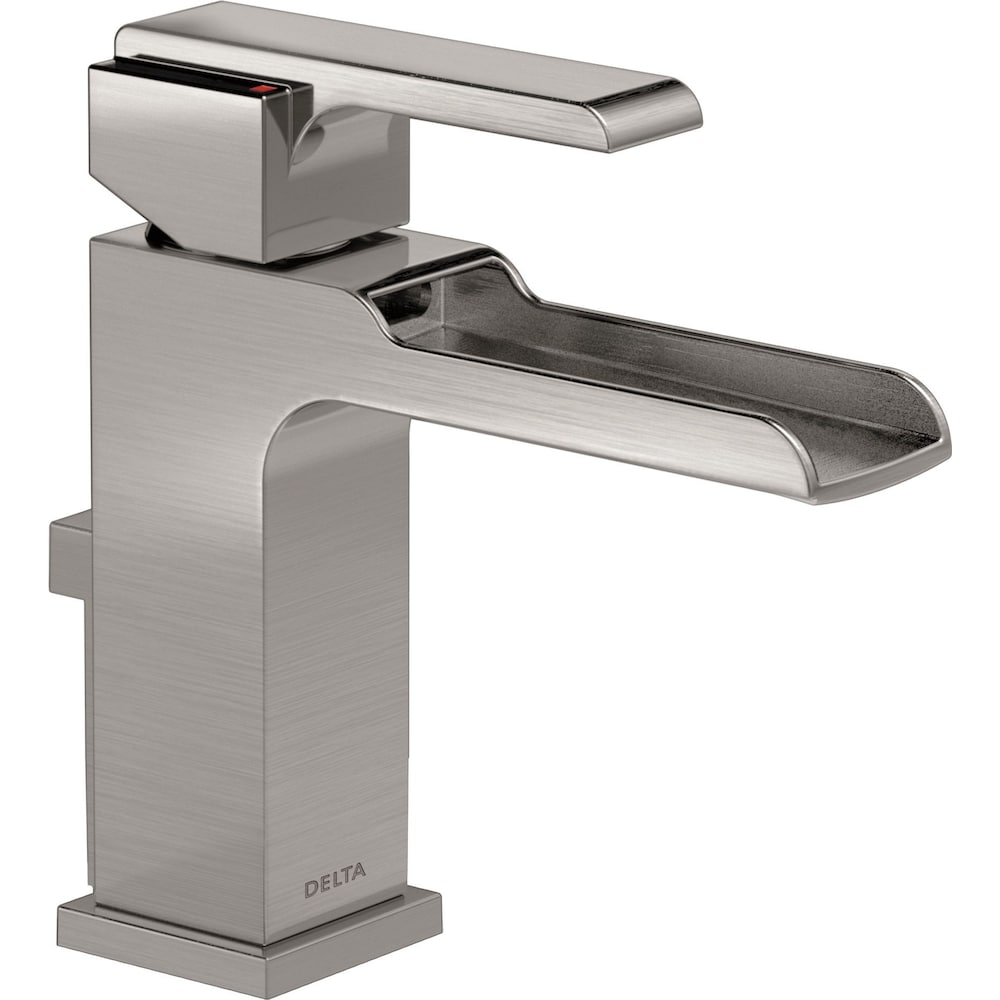 Ara Single Hole Single Handle Lever Channel Bathroom Sink Faucet Deck Mount Waterfall in Stainless Steel