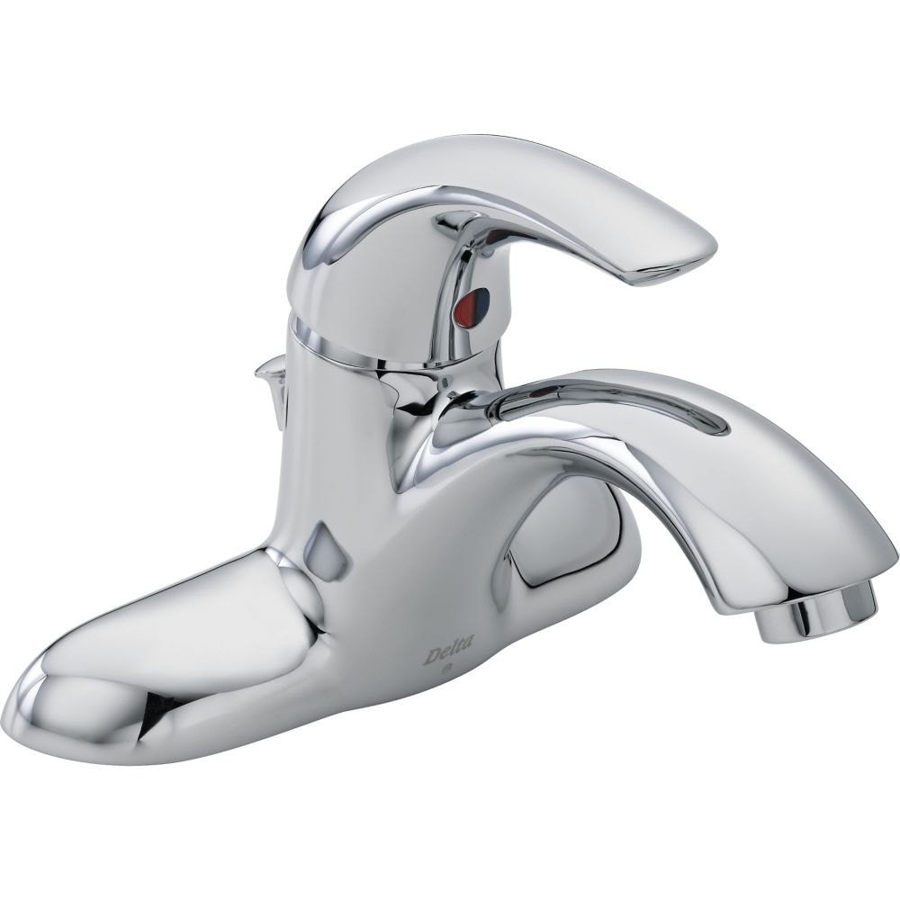 Classic Single Handle Lever 4-Inch Centerset Mid Arc Bathroom Sink Faucet in Chrome
