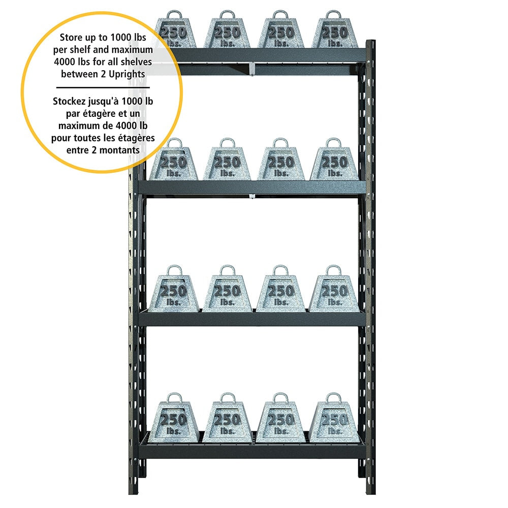 48-inch W x 4.25-inch H Metal (Steel) Beam and Brace Kit for Customizable Shelving Unit in Black