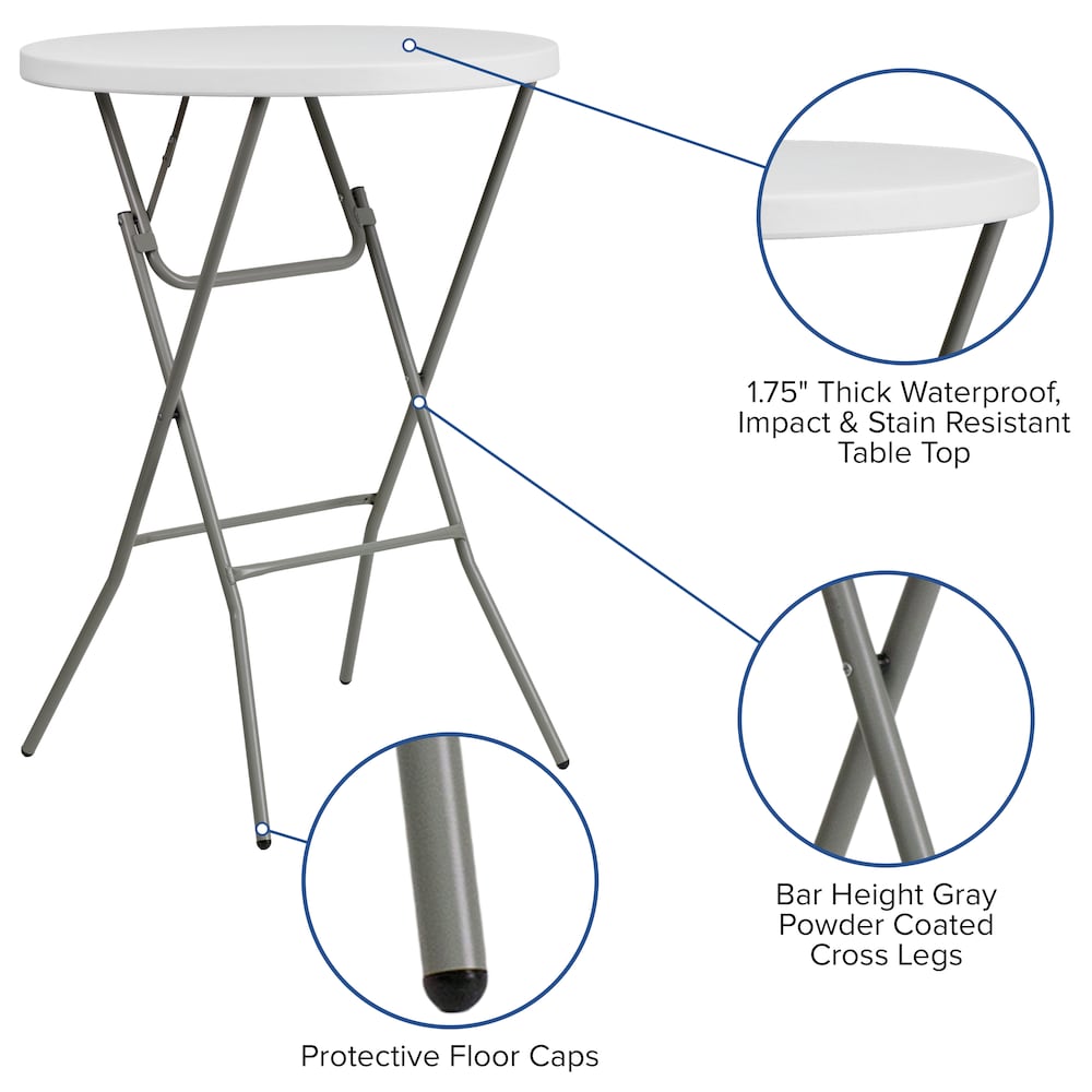 32-inch Dia. Round Plastic Folding Bar Table