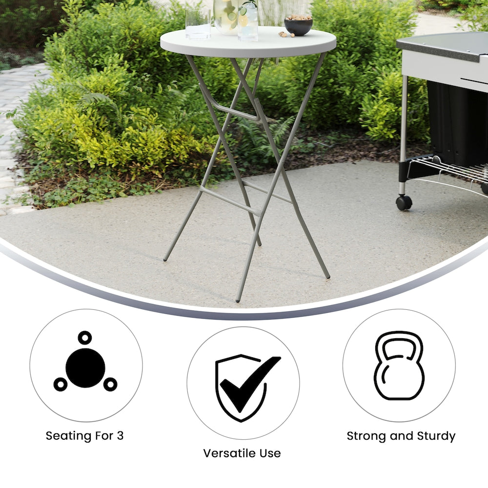 32-inch Dia. Round Plastic Folding Bar Table
