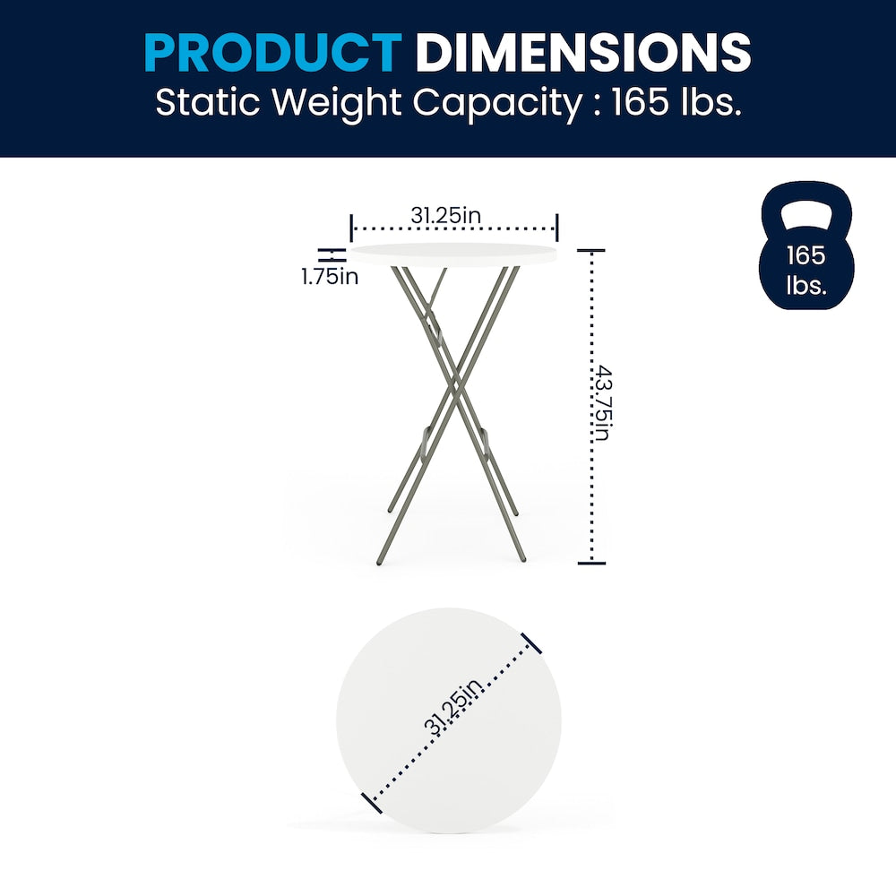 32-inch Dia. Round Plastic Folding Bar Table