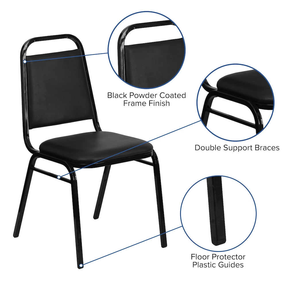 Chaise de banquet à dossier trapézoïdal
