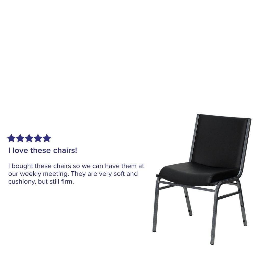 Heavy Duty Stackable Metal and Vinyl Chair in Black