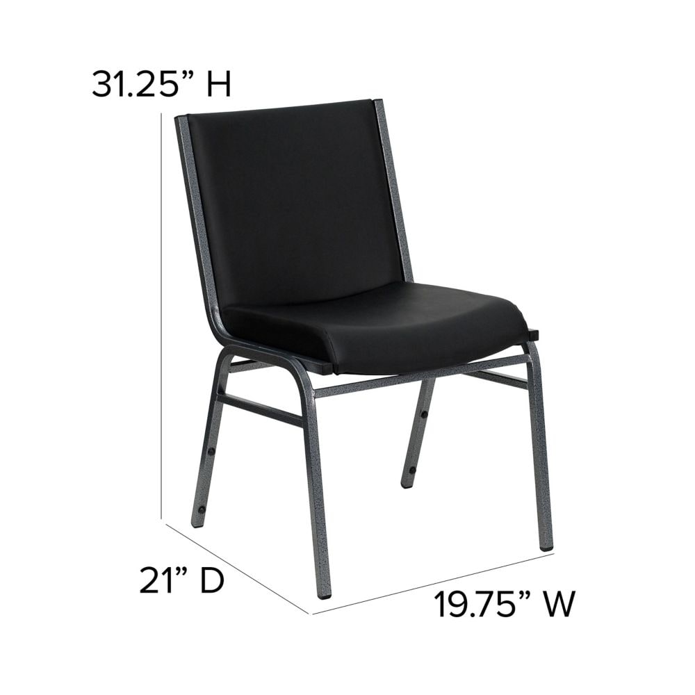 Heavy Duty Stackable Metal and Vinyl Chair in Black