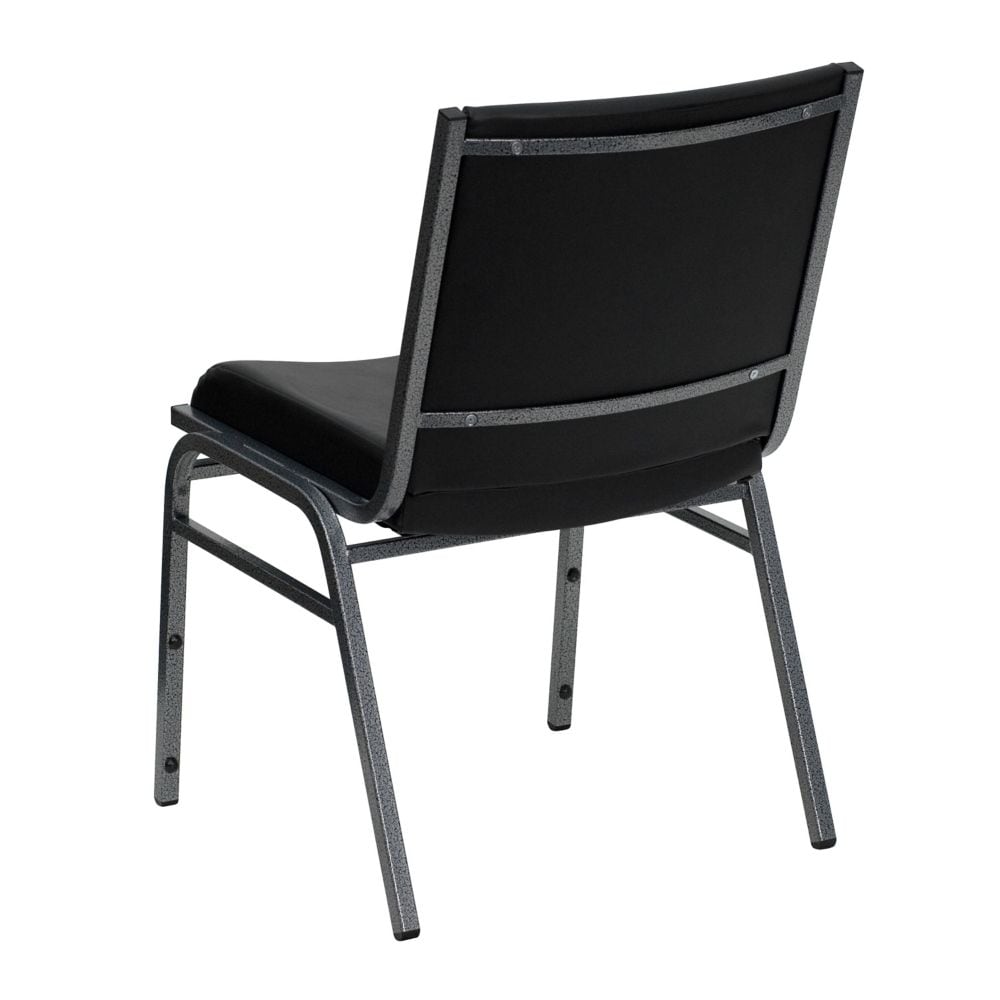 Heavy Duty Stackable Metal and Vinyl Chair in Black
