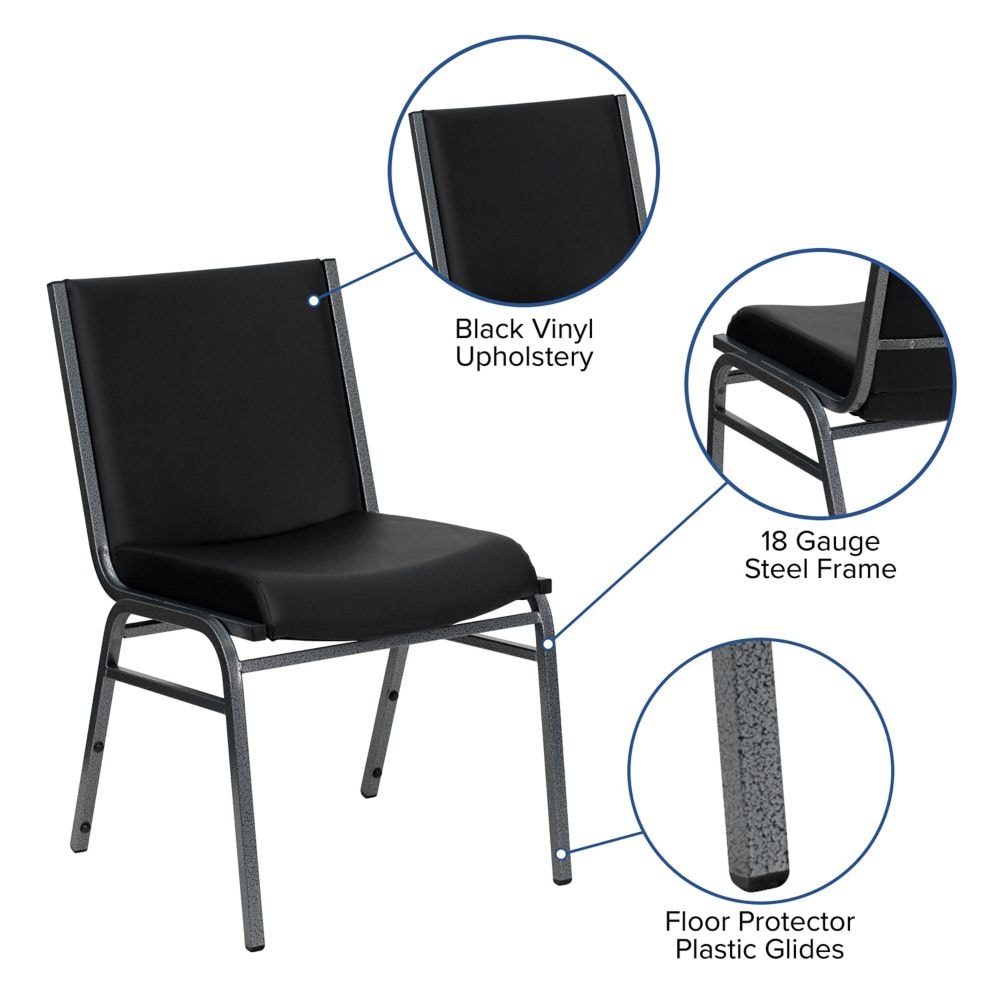 Heavy Duty Stackable Metal and Vinyl Chair in Black
