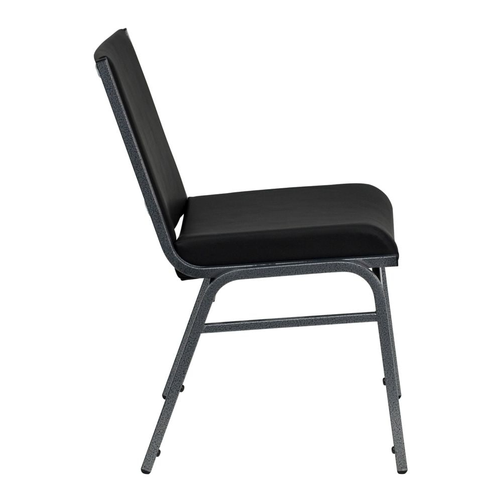 Heavy Duty Stackable Metal and Vinyl Chair in Black