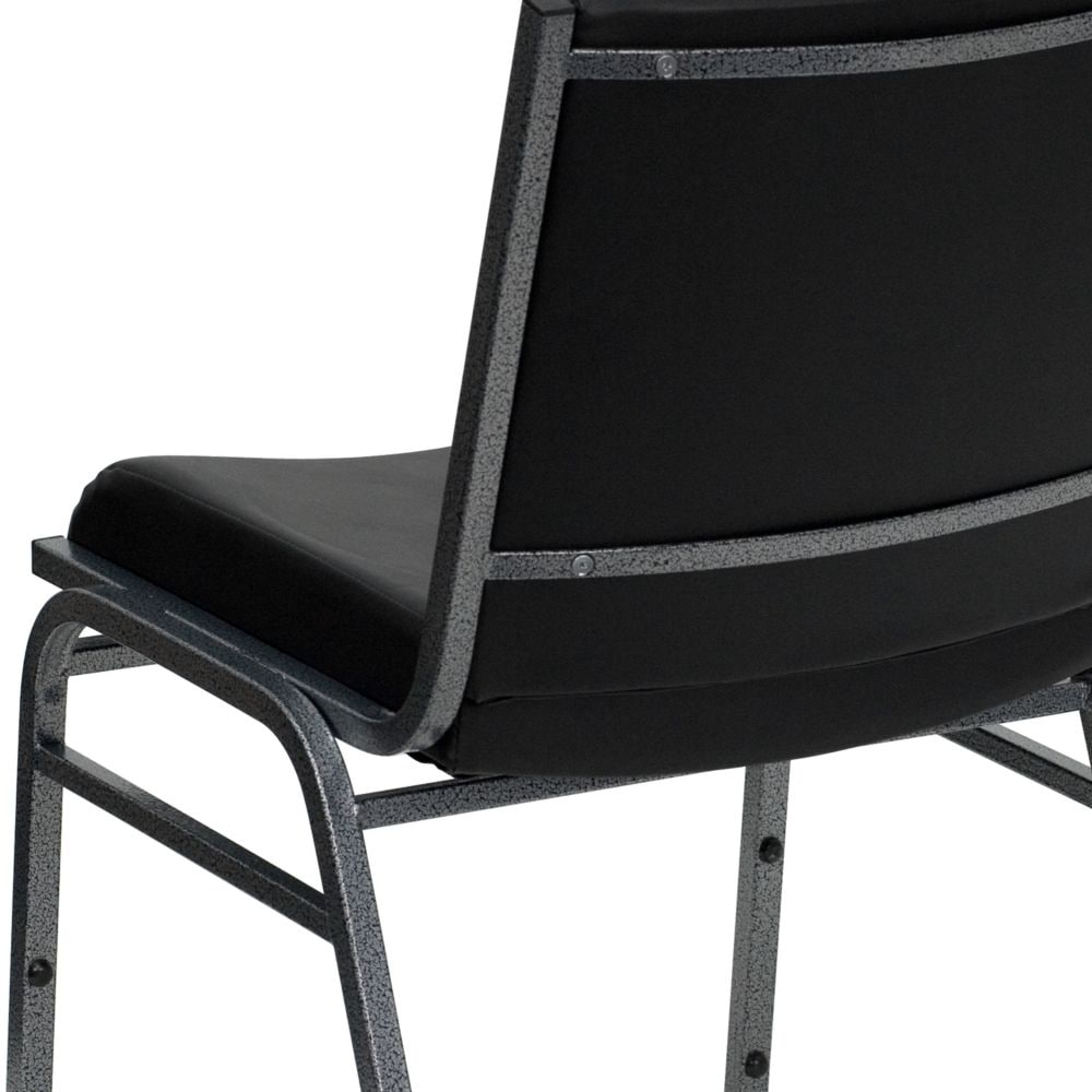 Heavy Duty Stackable Metal and Vinyl Chair in Black