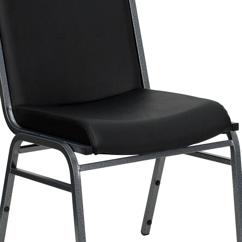 Heavy Duty Stackable Metal and Vinyl Chair in Black