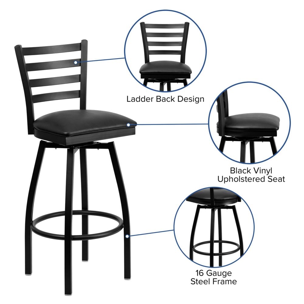Metal Ladder Back Swivel Stool