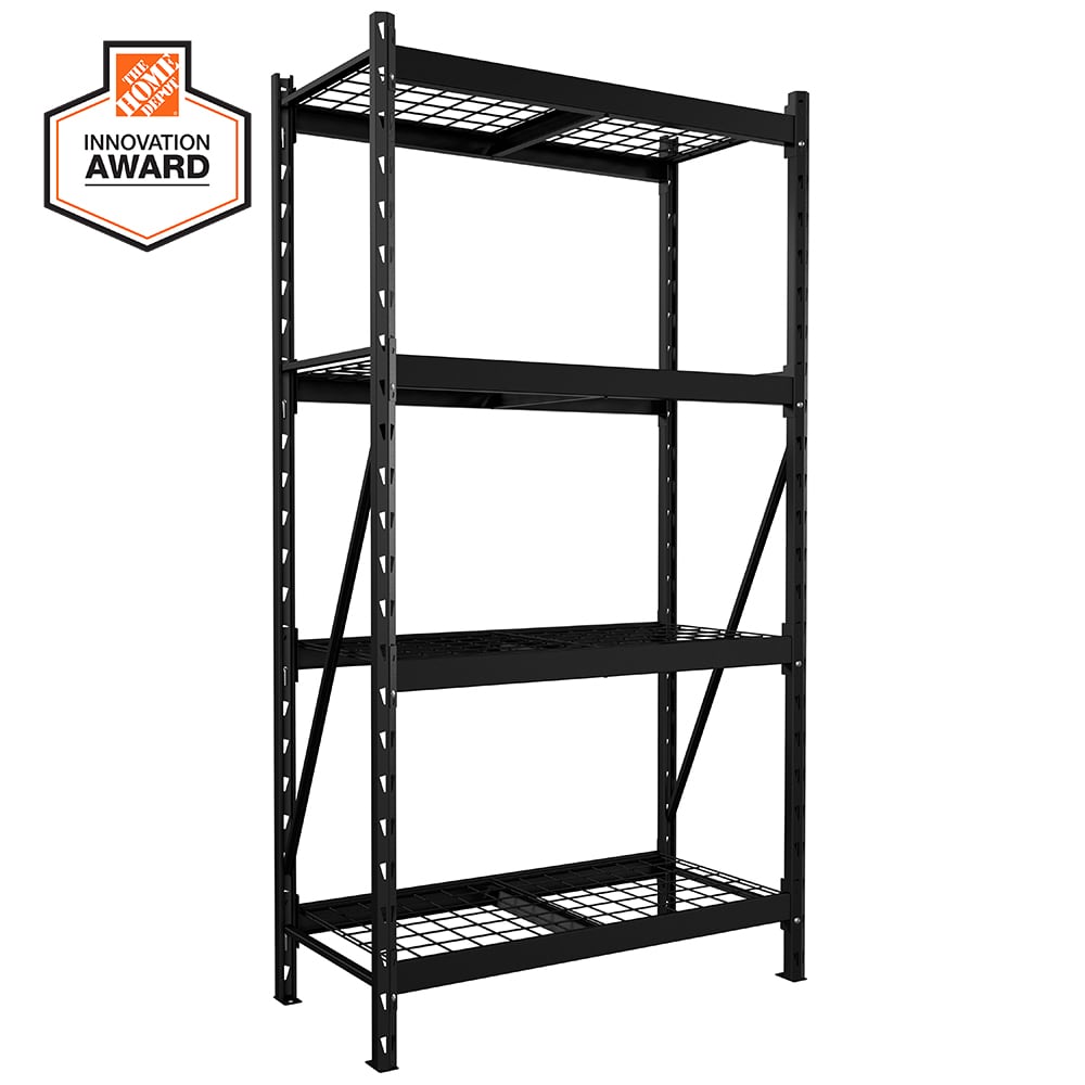 36-inch W x 4.25-inch H Metal (Steel) Beam and Brace Kit for Customizable Shelving Unit in Black
