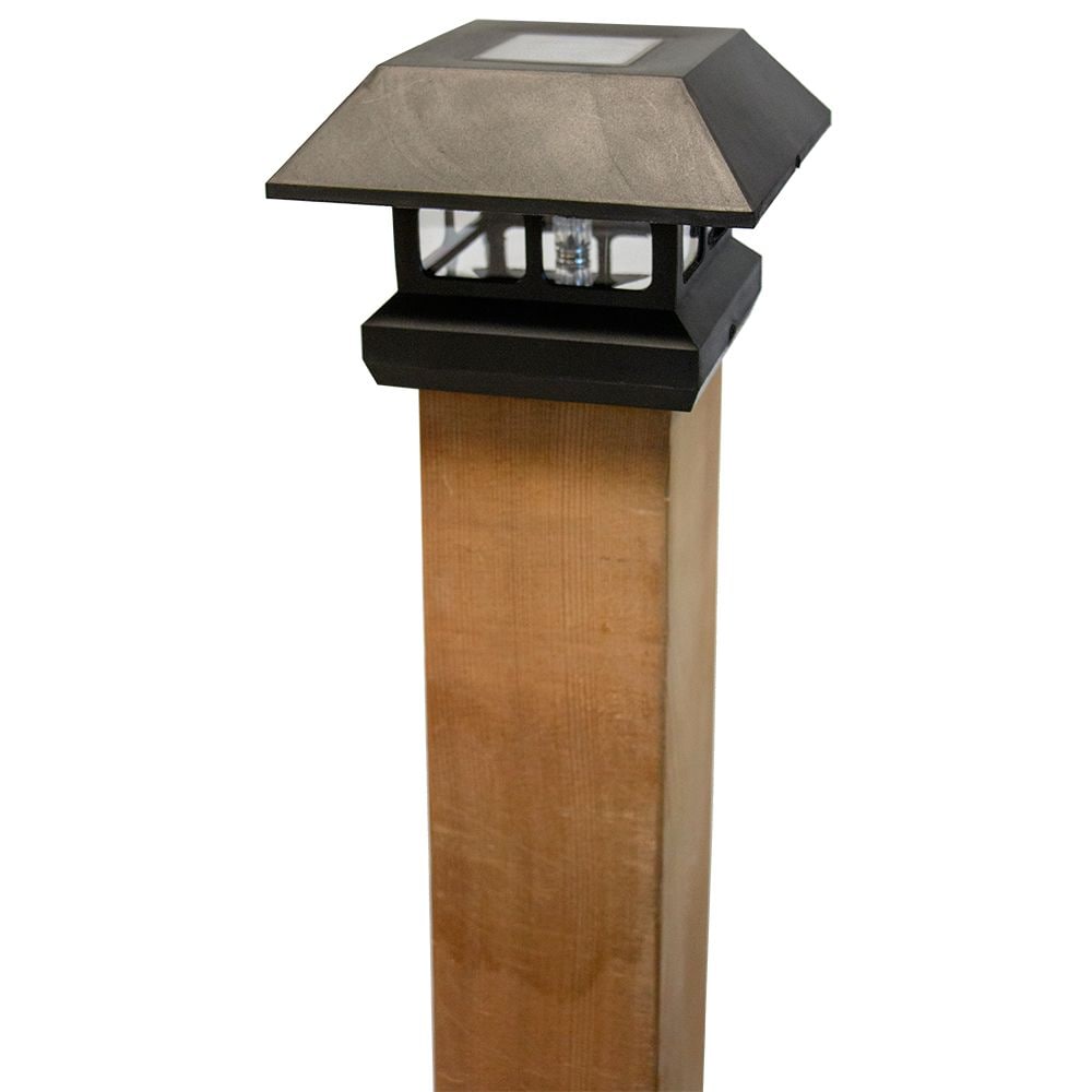 6-Pack 4-inch x 4-inch Rigid Plastic Solar Light Post Cap in Black - for Deck or Fence Post