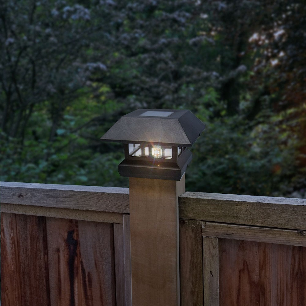 6-Pack 4-inch x 4-inch Rigid Plastic Solar Light Post Cap in Black - for Deck or Fence Post