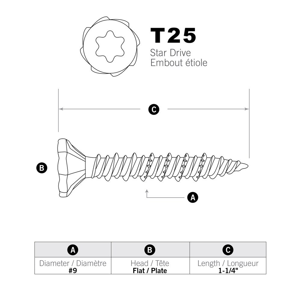1-1/4-inch Serrated Head Star Drive Cement Board Screws, 185pcs