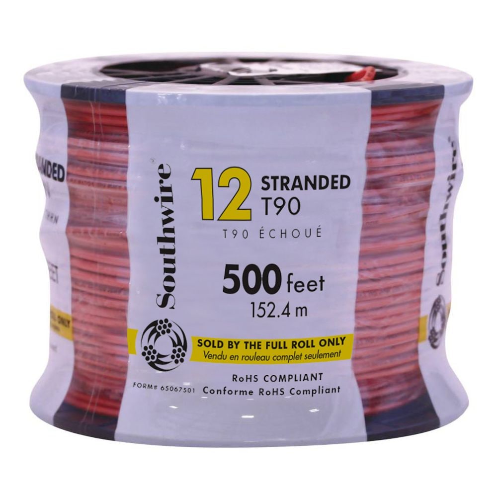 Fil électrique toronné T90 12 AWG 150M - Rouge